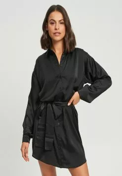 Calli Satin Shirt Dress
