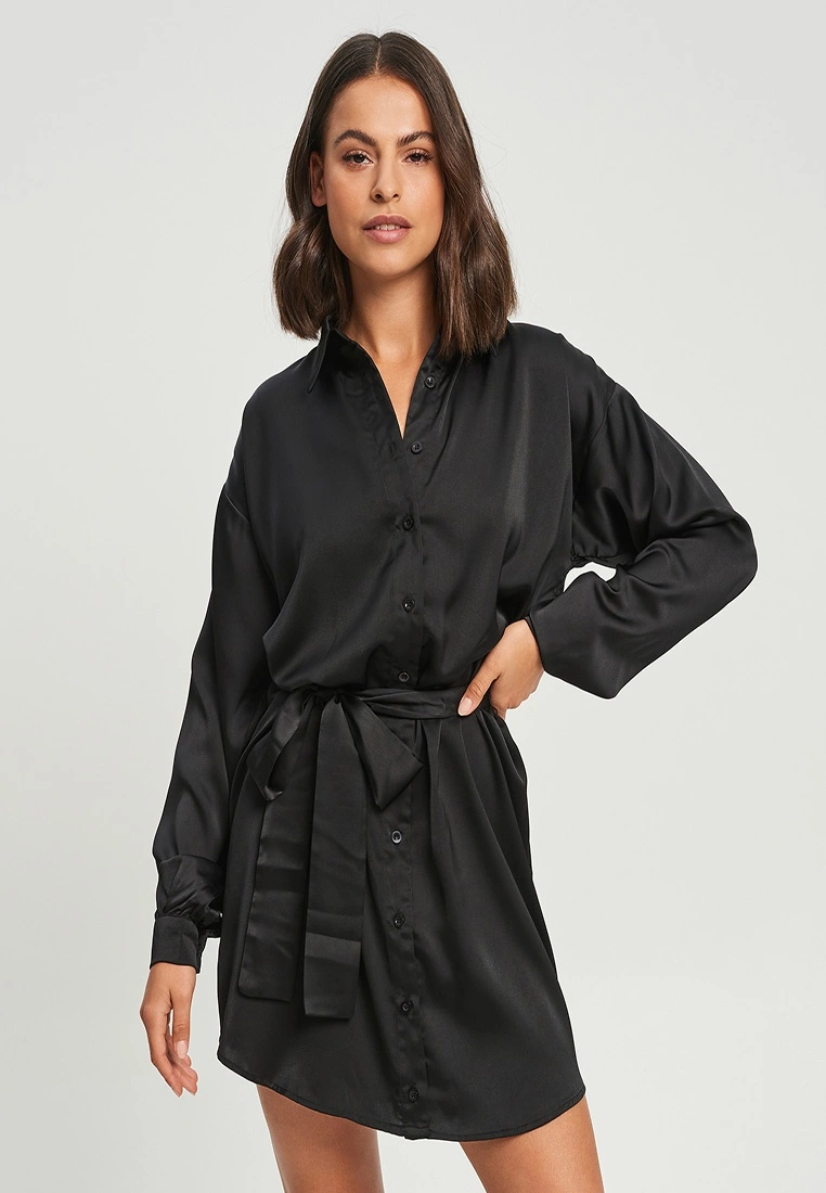 Calli Satin Shirt Dress 3 Calli Satin Shirt Dress